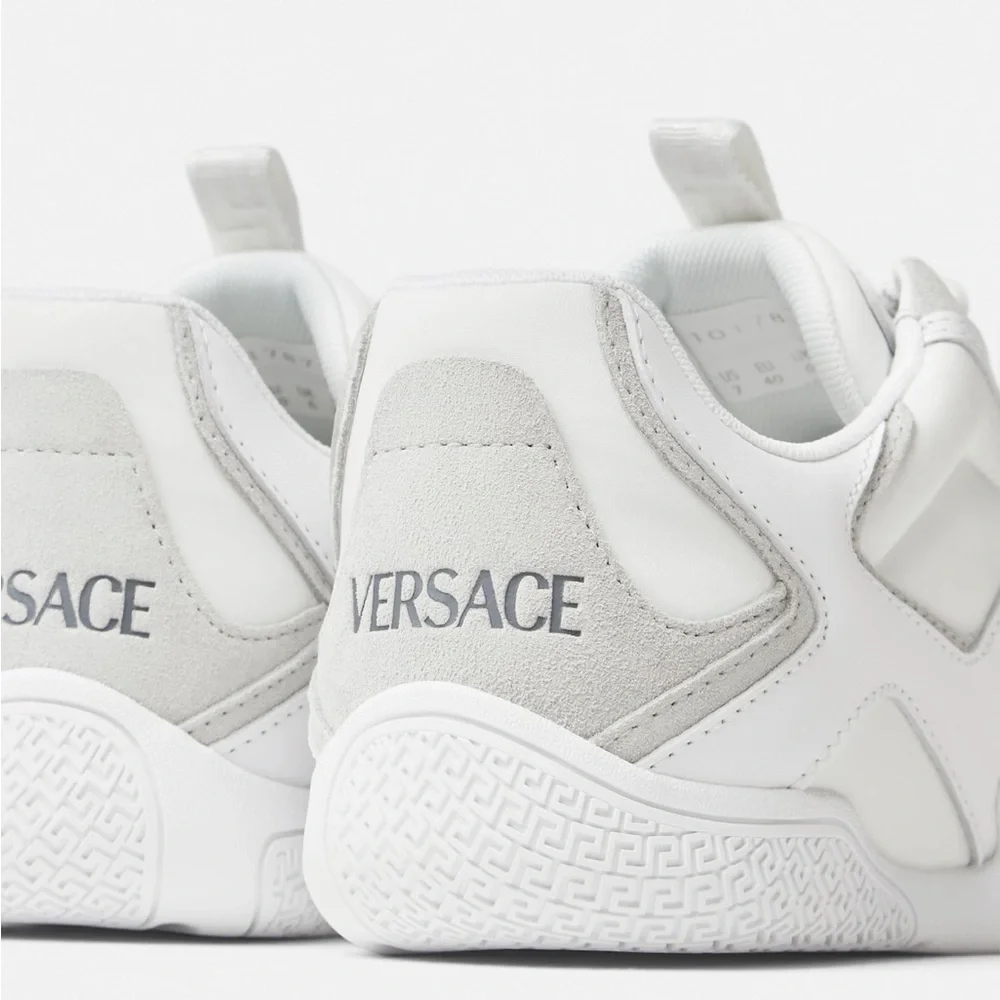 New Authentic Galaxia suede-trimmed leather Versace White Logo-Trim Sneakers